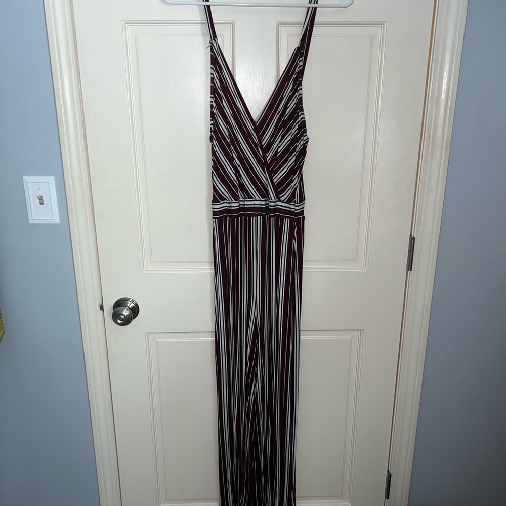 Maroon Striped Pantsuit